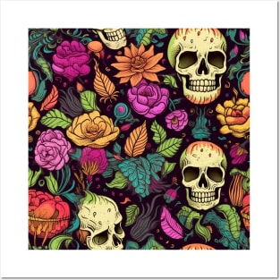 Floral skulls Posters and Art